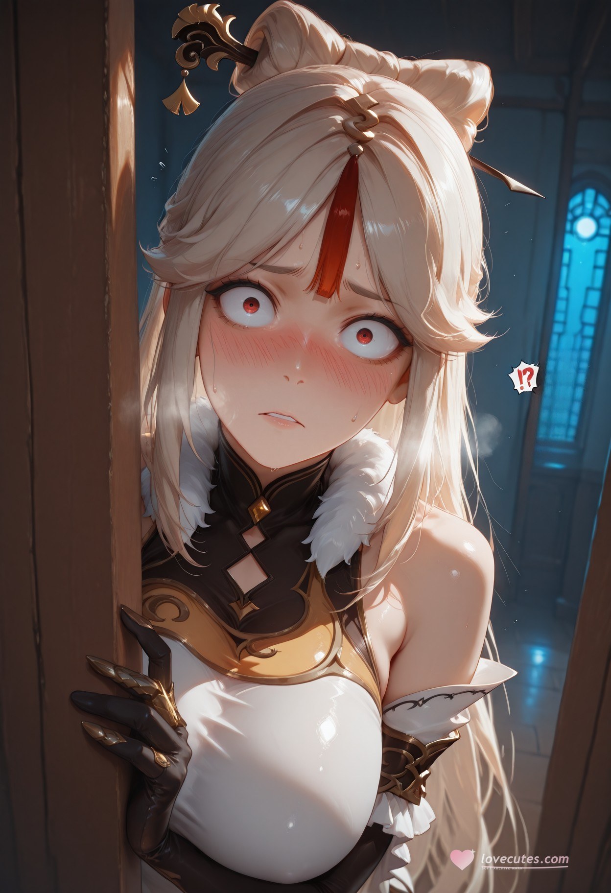 AI Generated Anime Girl - 原神 申鹤：黑丝蕾丝内衣露穴 267P