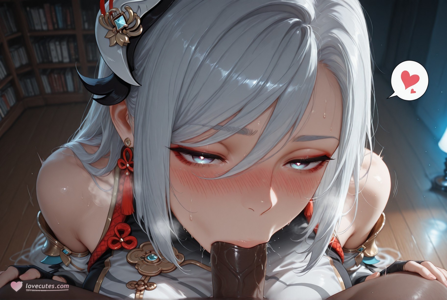 AI Generated Anime Girl - 原神 申鹤：黑丝蕾丝内衣露穴 267P