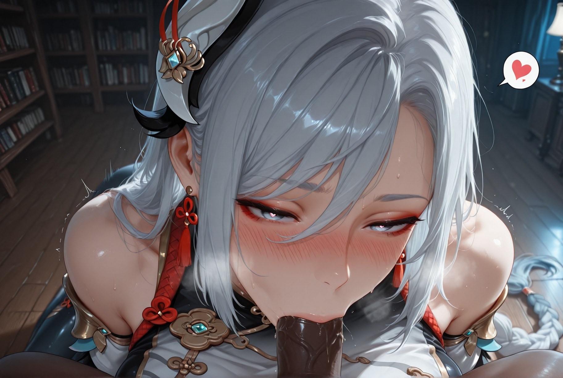 AI Generated Anime Girl - 原神 申鹤：黑丝蕾丝内衣露穴 267P