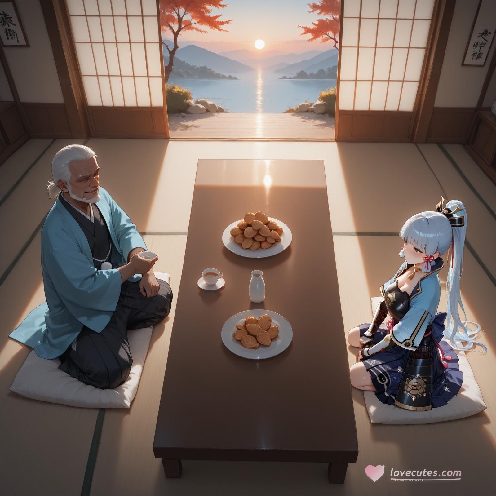 Cô gái anime do AI tạo - 原神 神里绫华: tất đen chụp trên giường lộ lỗ 207P