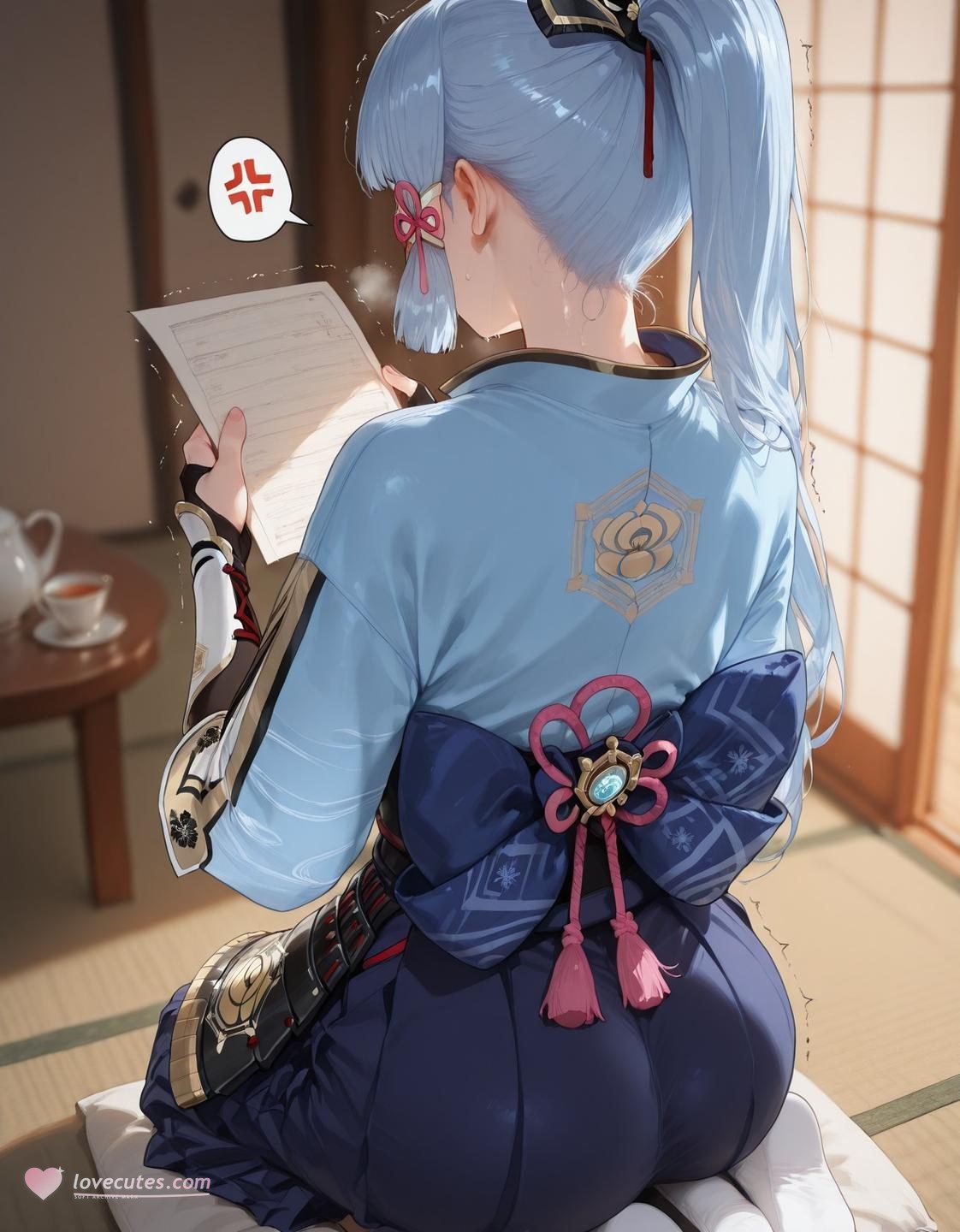 Cô gái anime do AI tạo - 原神 神里绫华: tất đen chụp trên giường lộ lỗ 207P