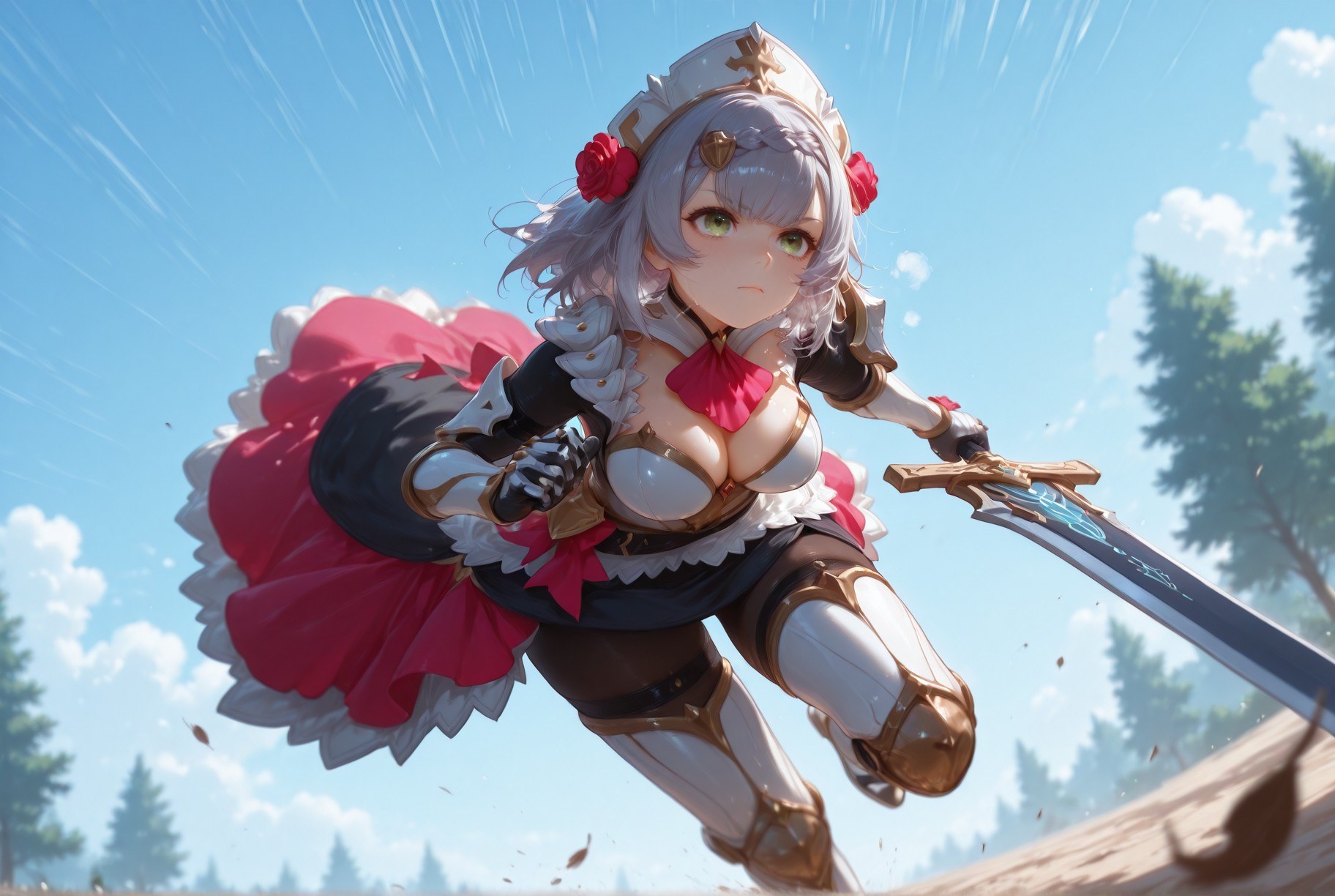 AI Generated Anime Girl - 原神 诺艾尔、优菈合集：护士装白丝 257P