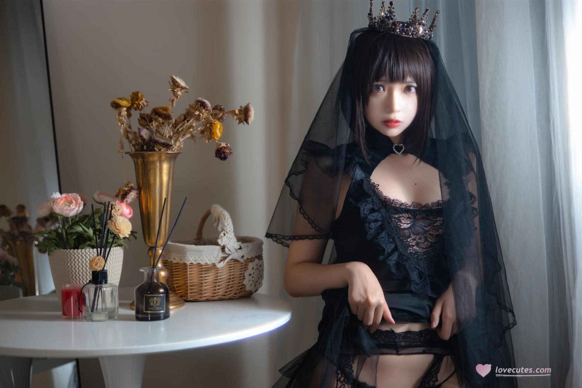 Crazy Cat ss NO.239 Váy Cưới Đen Tất Đen 40P
