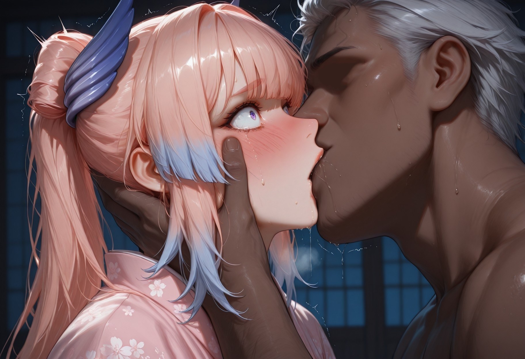 AI Generated Anime Girl - Genshin Impact Raiden Shogun, Sangonomiya Kokomi NTR Vol.3: Bed Shots, Wet Body 75P