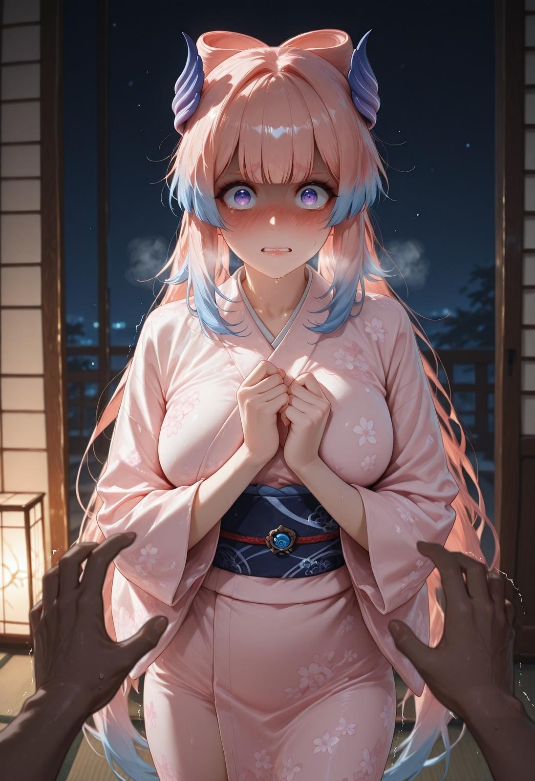 AI Generated Anime Girl - Genshin Impact Raiden Shogun, Sangonomiya Kokomi Collection: Bodysuit Long Hair Explicit 143P