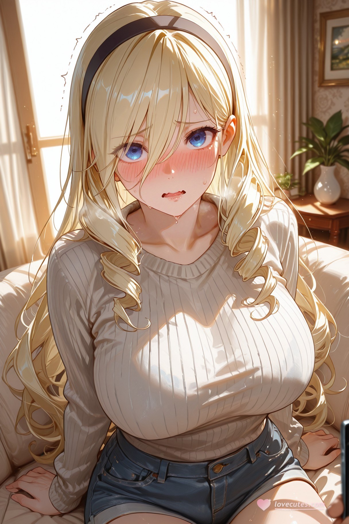 AI Generated Anime Girl - 塞莉亚 Vol.2：Lencerie ren thêu, chụp trên giường, lộ lồn 400P