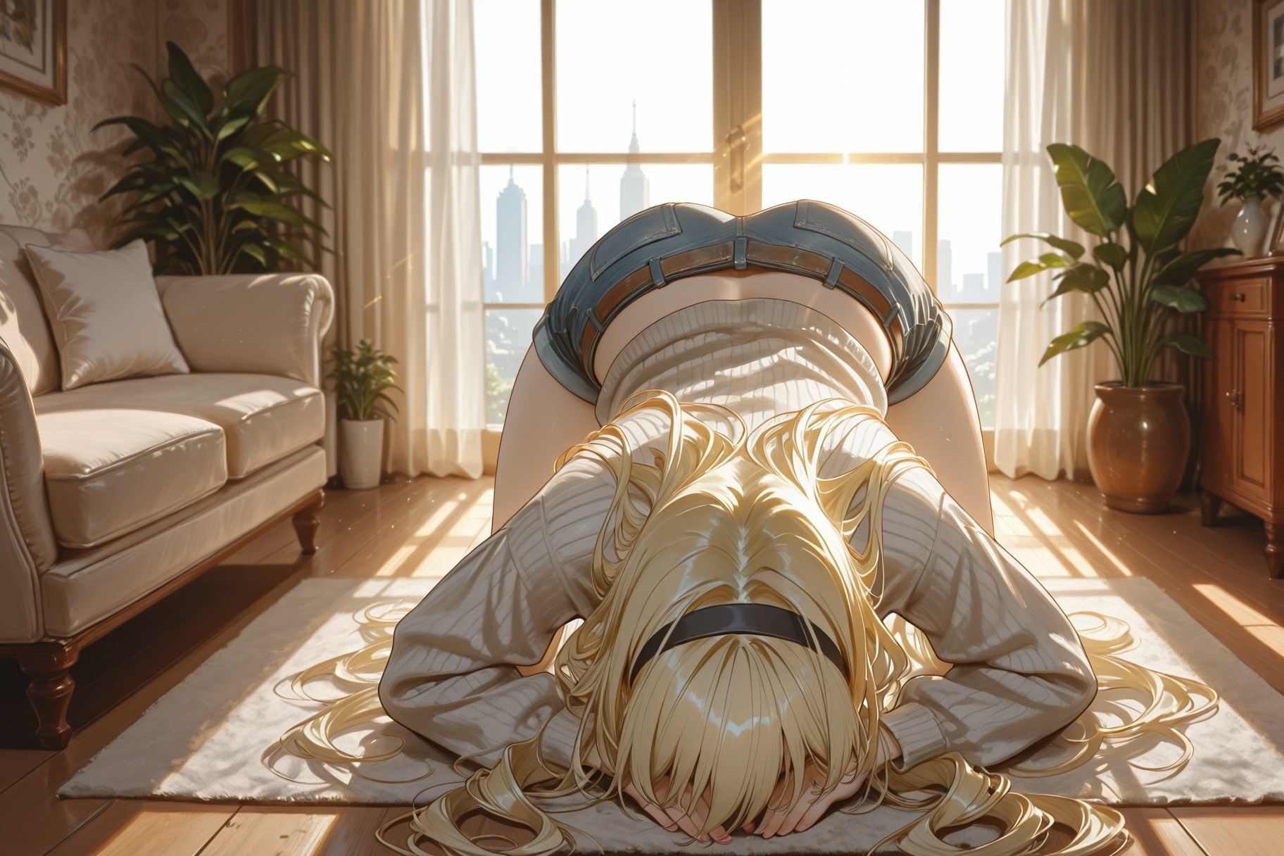 AI Generated Anime Girl - 塞莉亚 Vol.2：Lencerie ren thêu, chụp trên giường, lộ lồn 400P