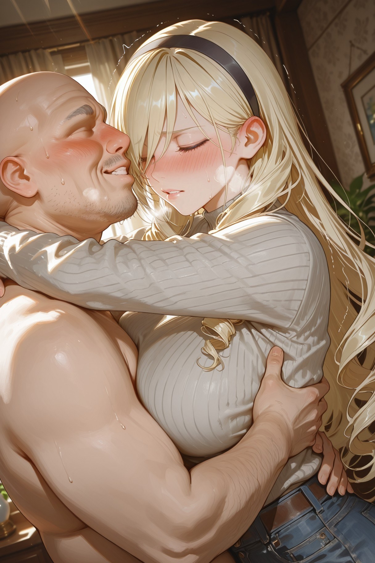 AI Generated Anime Girl - 塞莉亚 Vol.2：Lencerie ren thêu, chụp trên giường, lộ lồn 400P
