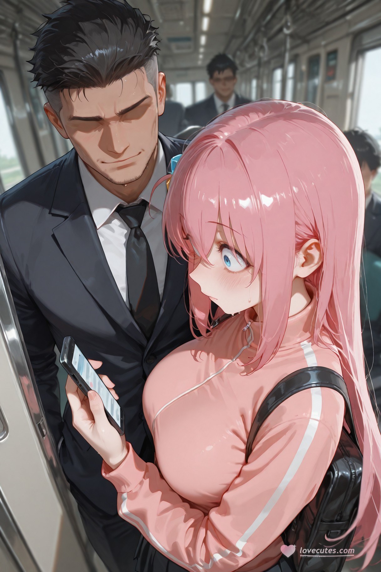 AI Generated Anime Girl - 孤独摇滚 后藤一里：蕾丝内衣床拍露点 574P