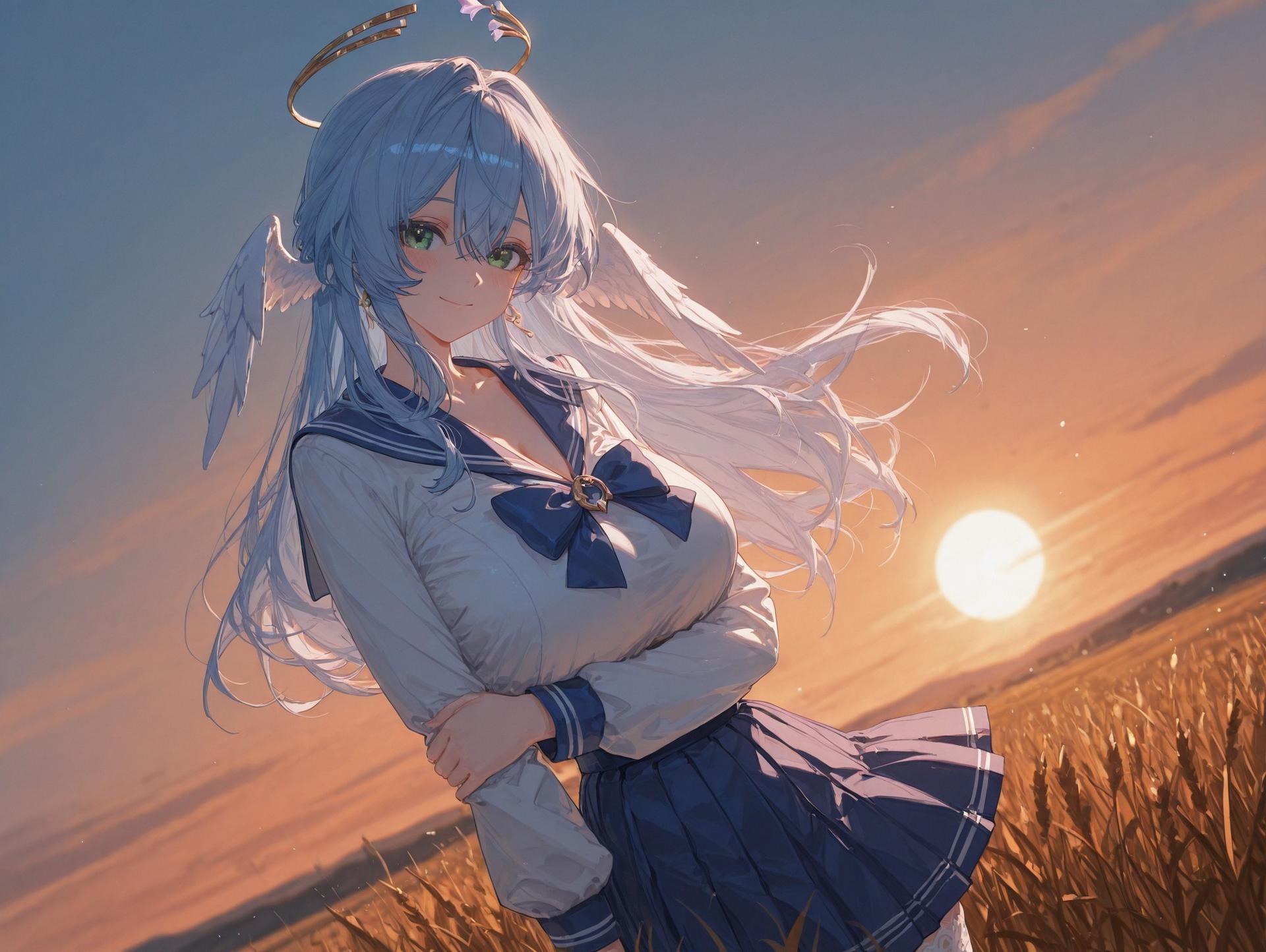 AI Generated Anime Girl - 崩坏：星穹铁道 知更鸟：学生装湿身露穴 186P