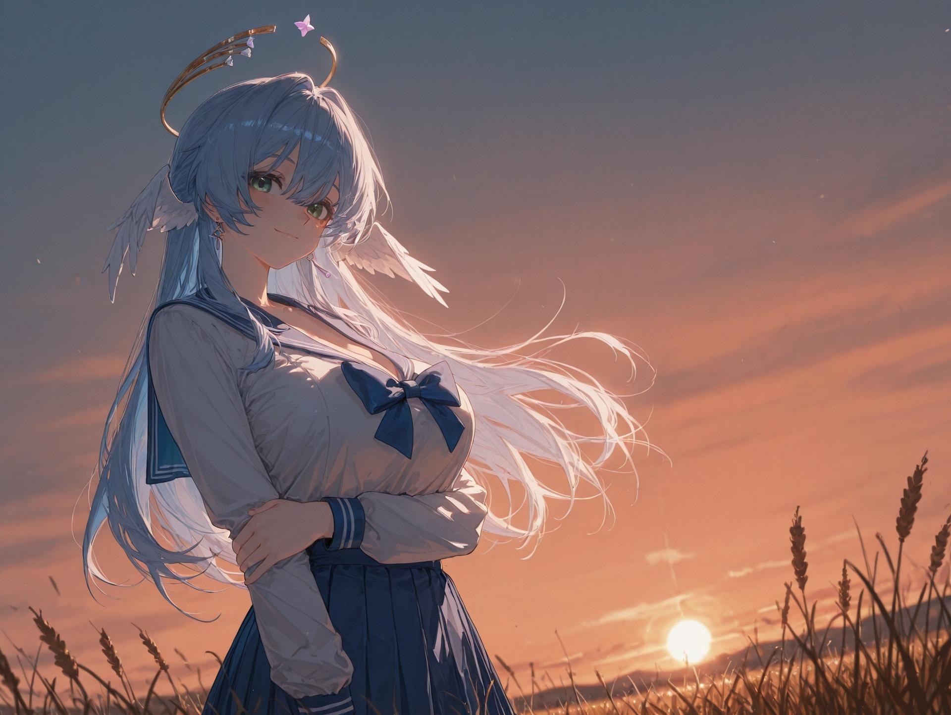 AI Generated Anime Girl - 崩坏：星穹铁道 知更鸟：学生装湿身露穴 186P