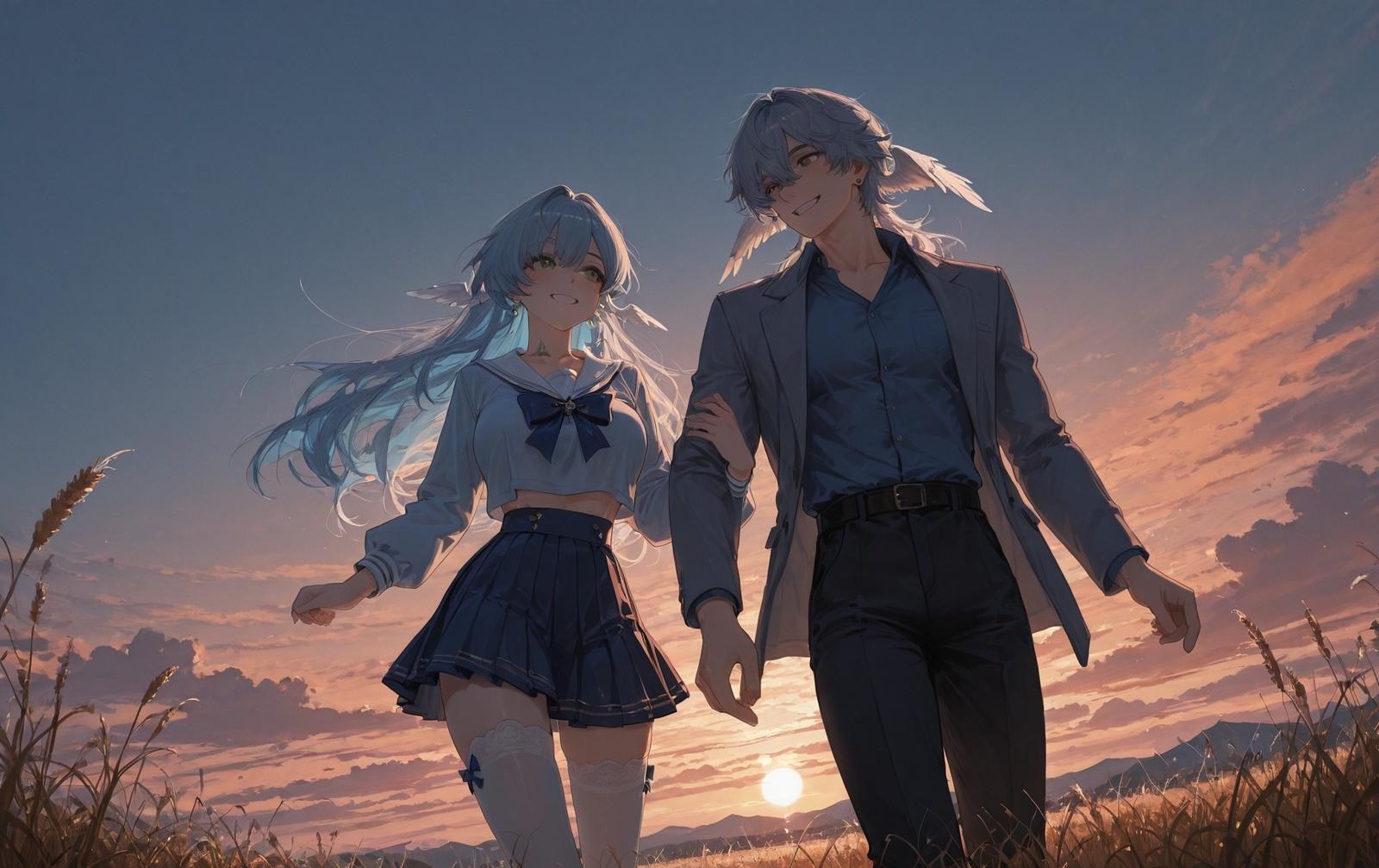 AI Generated Anime Girl - 崩坏：星穹铁道 知更鸟：学生装湿身露穴 186P