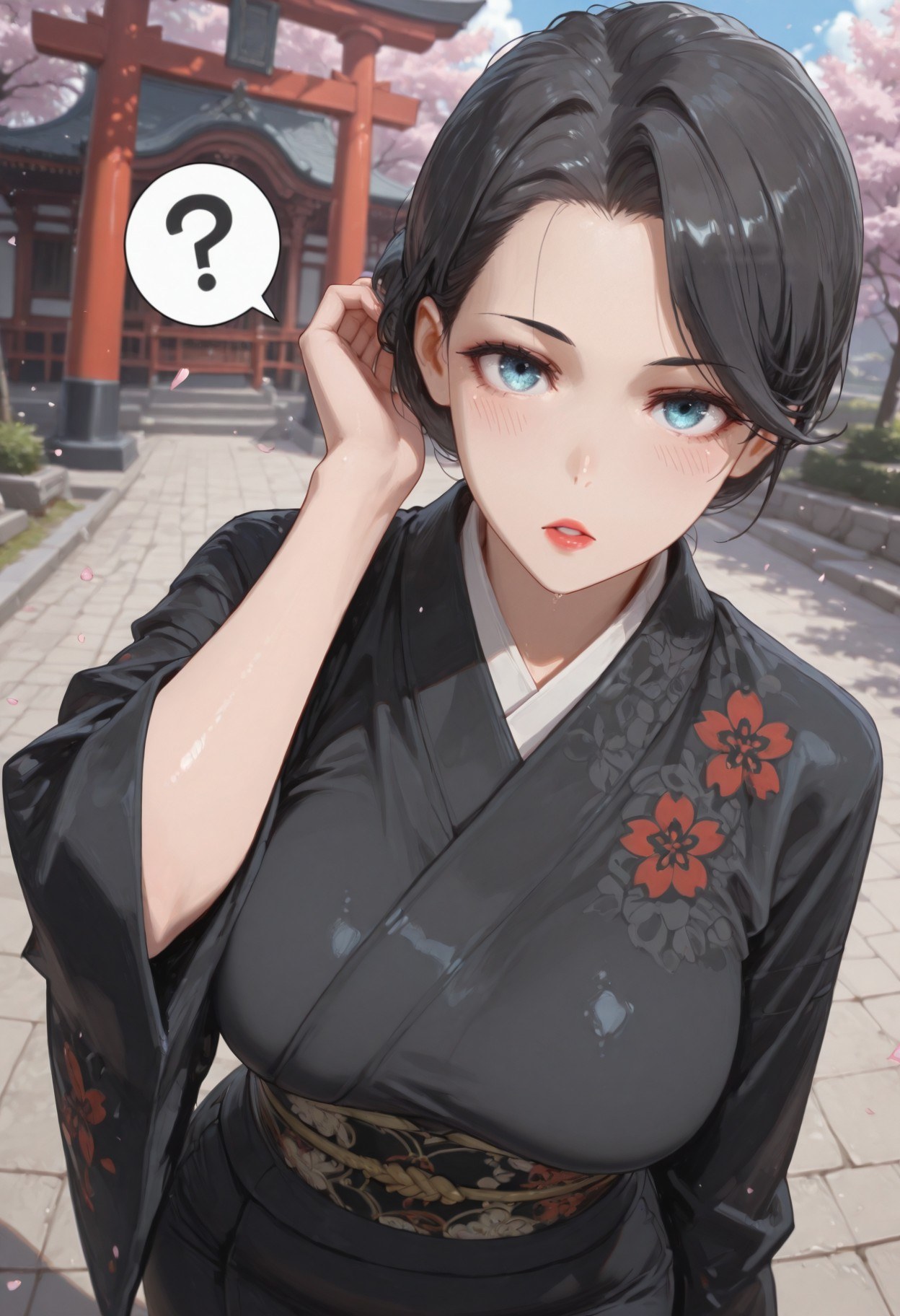 Cô gái anime do AI tạo - 我的青春恋爱物语果然有问题 雪之下母: đồ lót ren đen, bodysuit ôm sát, đồng phục học sinh ướt người lộ âm hộ 352P