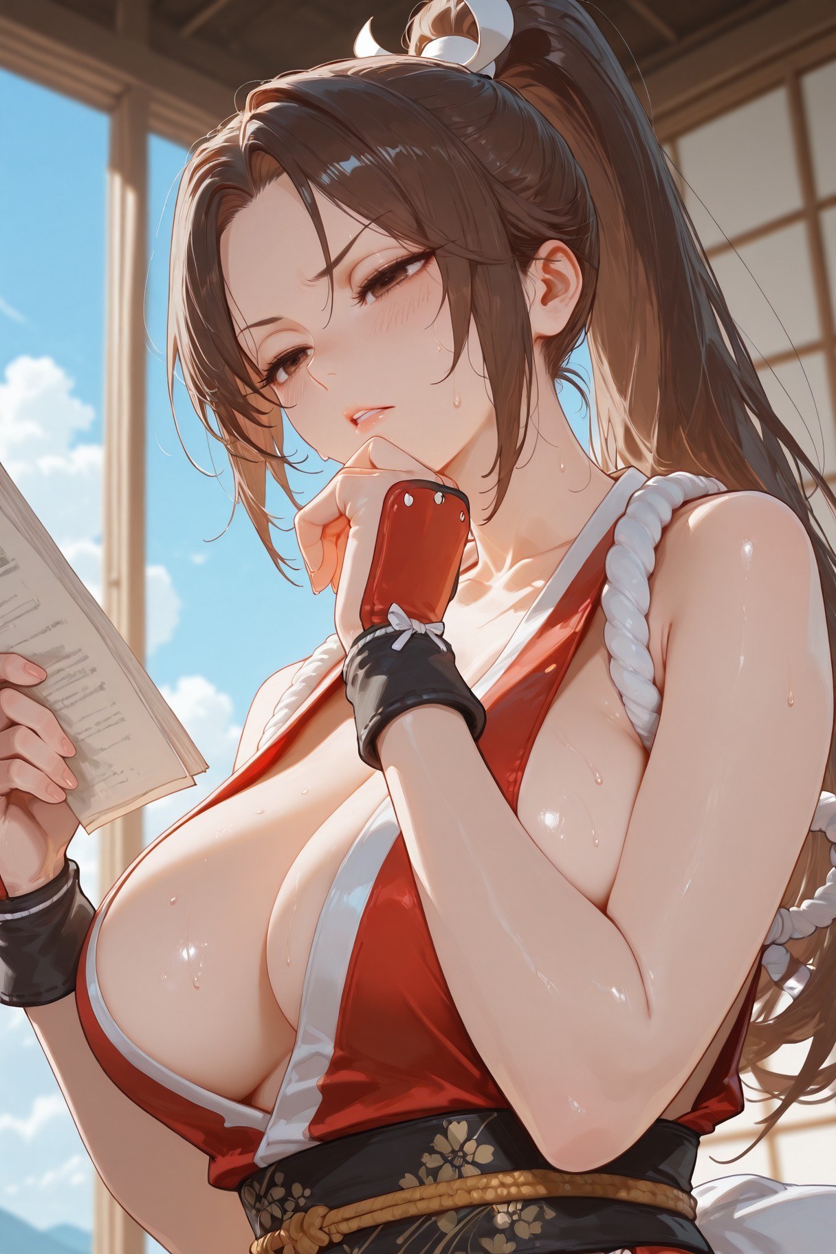 AI Generated Anime Girl - 拳皇 不知火舞：紧身衣湿身露穴 368P