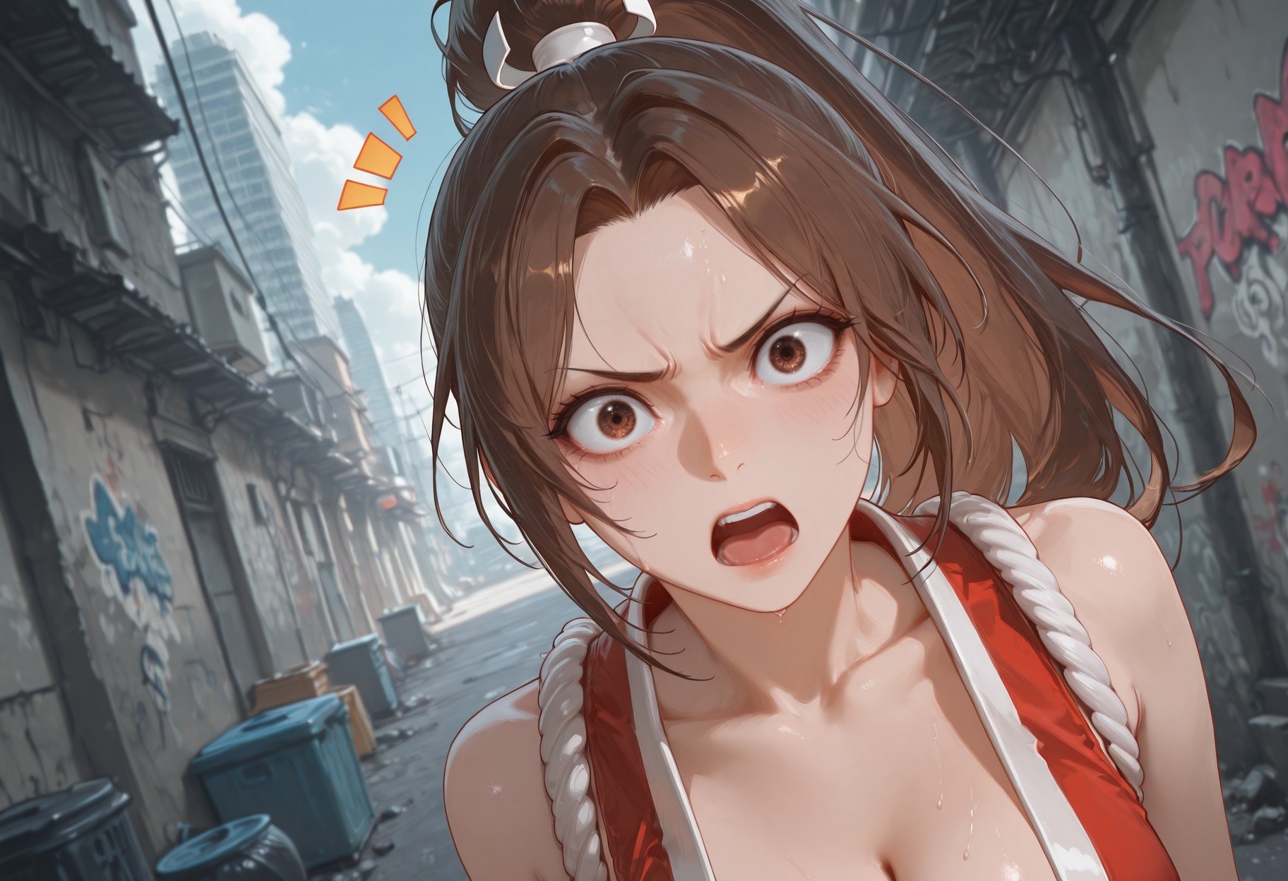 Cô gái anime do AI tạo ra - 拳皇 不知火舞: đồ bó sát ướt người lộ hang 368P