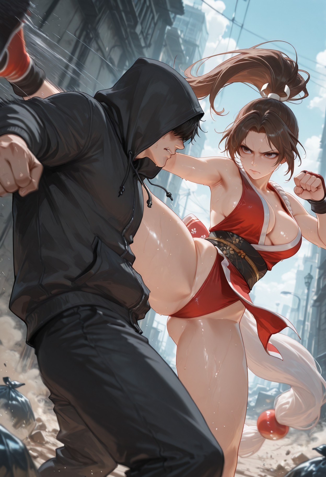 Cô gái anime do AI tạo ra - 拳皇 不知火舞: đồ bó sát ướt người lộ hang 368P