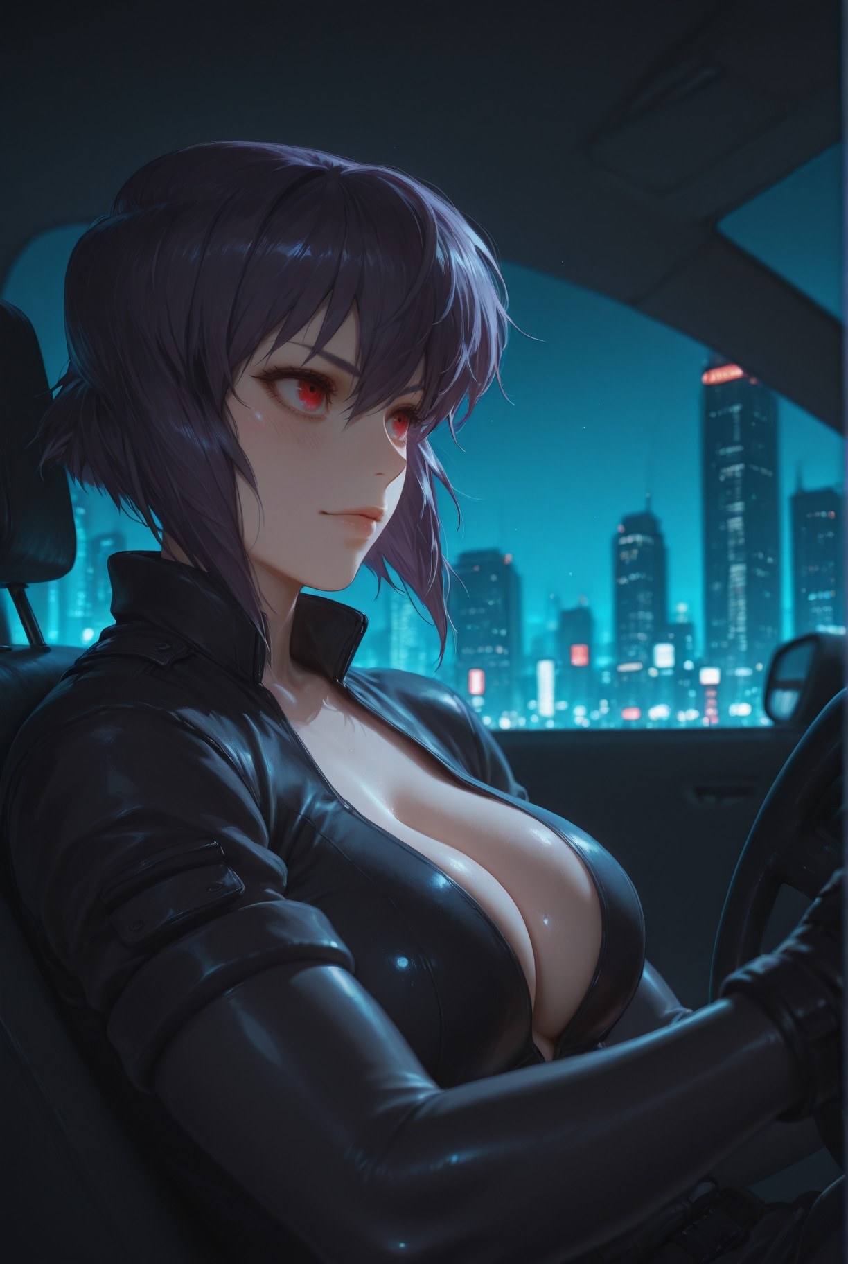 Cô gái anime do AI tạo ra - 攻壳机动队 草薙素子：黑絲蕾絲內衣緊身衣濕身露穴 333P