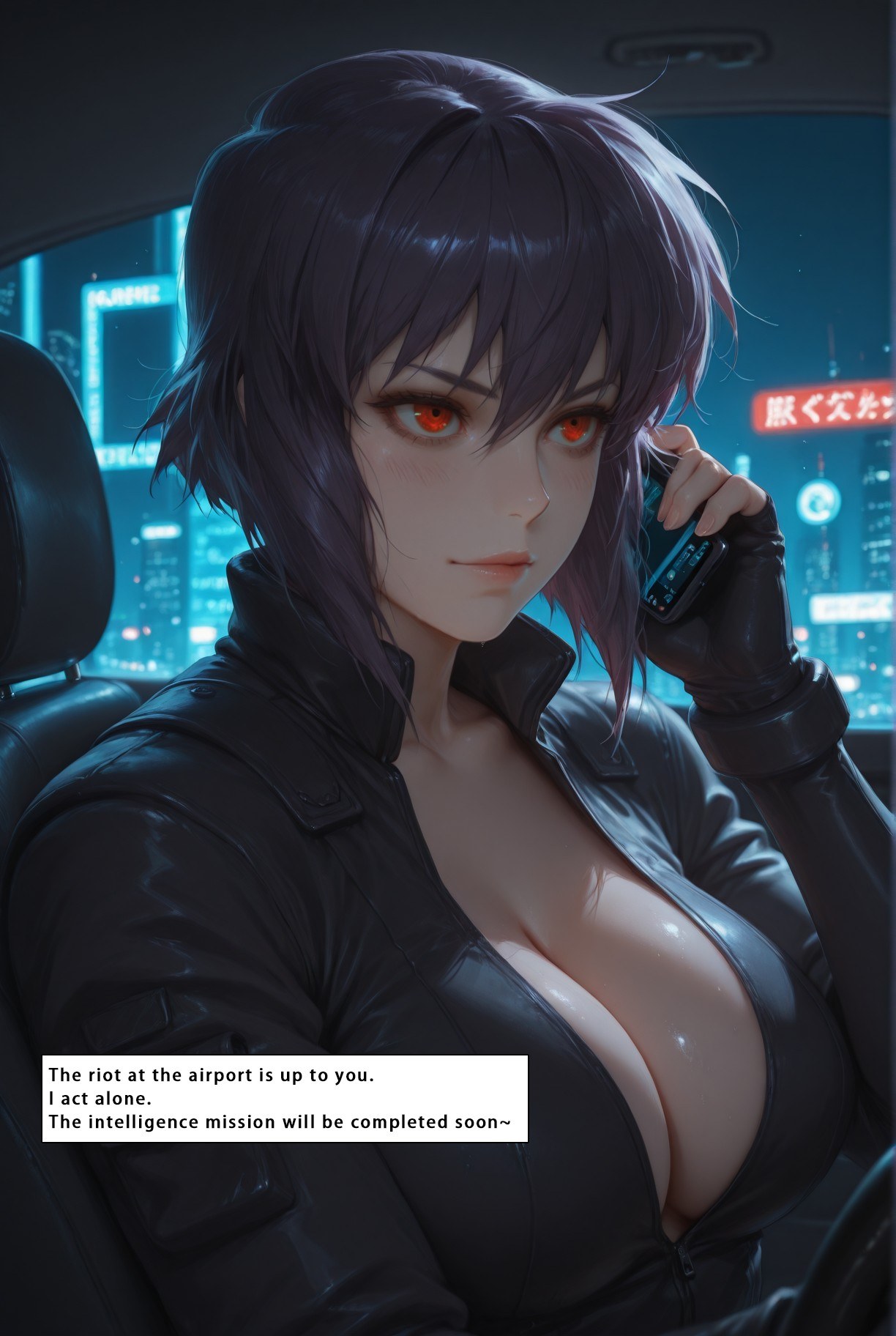 Cô gái anime do AI tạo ra - 攻壳机动队 草薙素子：黑絲蕾絲內衣緊身衣濕身露穴 333P