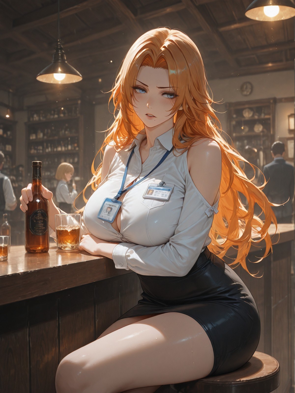 AI tạo ra Anime Girl - 死神 松本乱菊：đồ lót ren bodysuit chụp trên giường ướt người lộ lỗ 132P