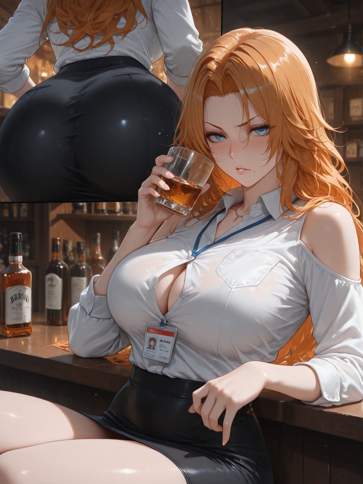 AI tạo ra Anime Girl - 死神 松本乱菊：đồ lót ren bodysuit chụp trên giường ướt người lộ lỗ 132P