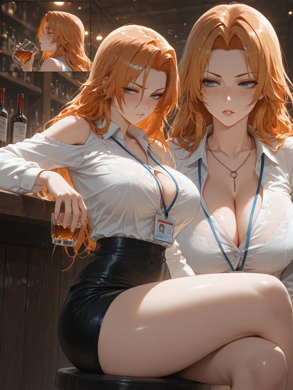 AI tạo ra Anime Girl - 死神 松本乱菊：đồ lót ren bodysuit chụp trên giường ướt người lộ lỗ 132P