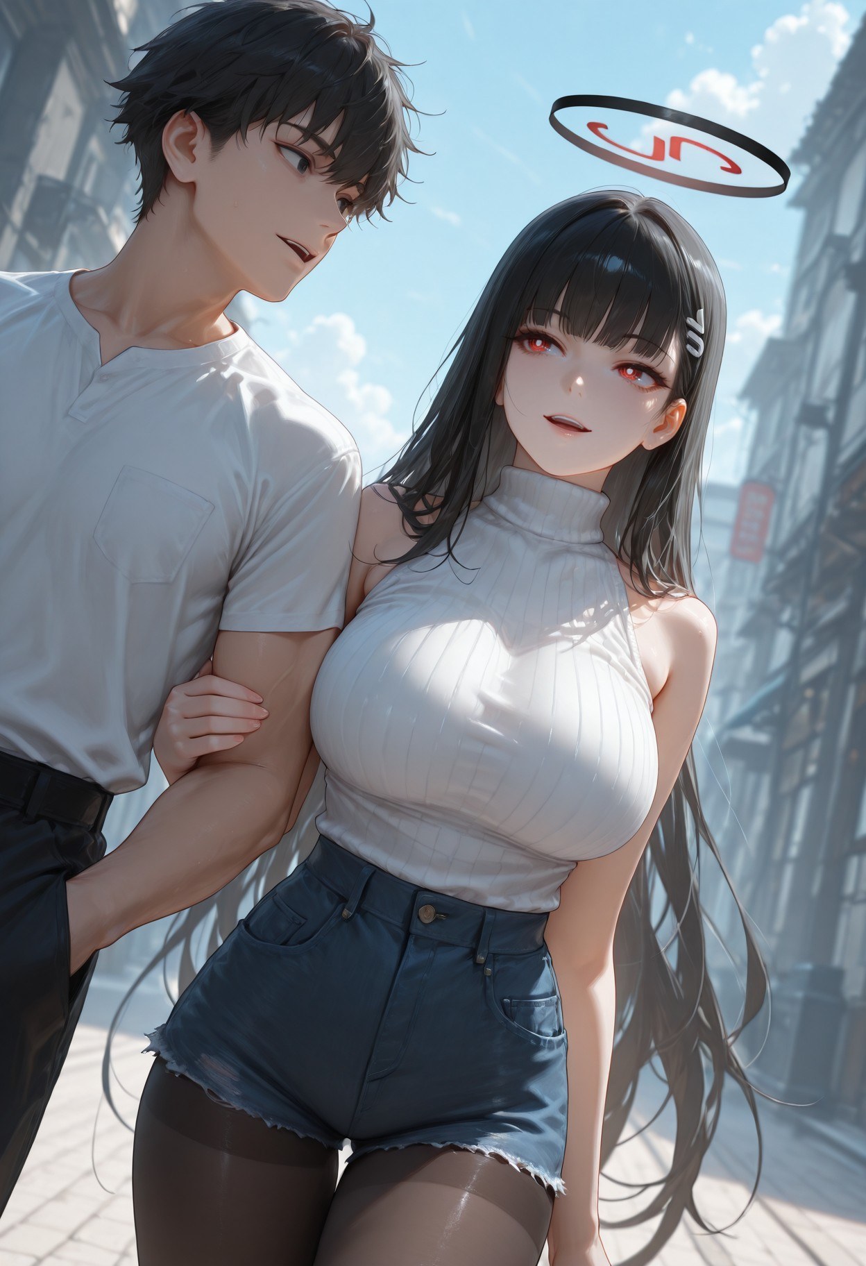 AI Generated Anime Girl - 碧蓝档案 调月莉音 NTR：黒ストッキング タイトスーツ 濡れ透け 露出 293P