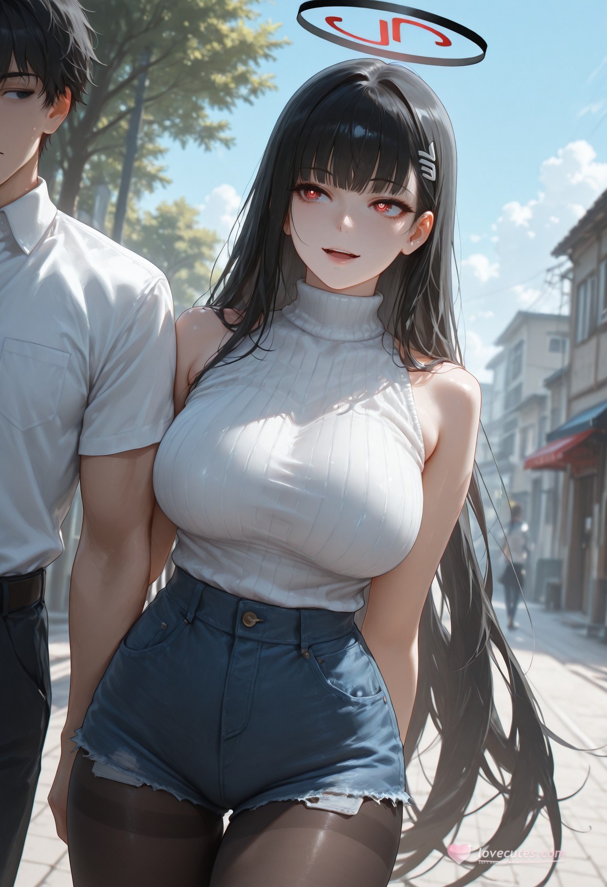 AI Generated Anime Girl - 碧蓝档案 调月莉音 NTR：黒ストッキング タイトスーツ 濡れ透け 露出 293P