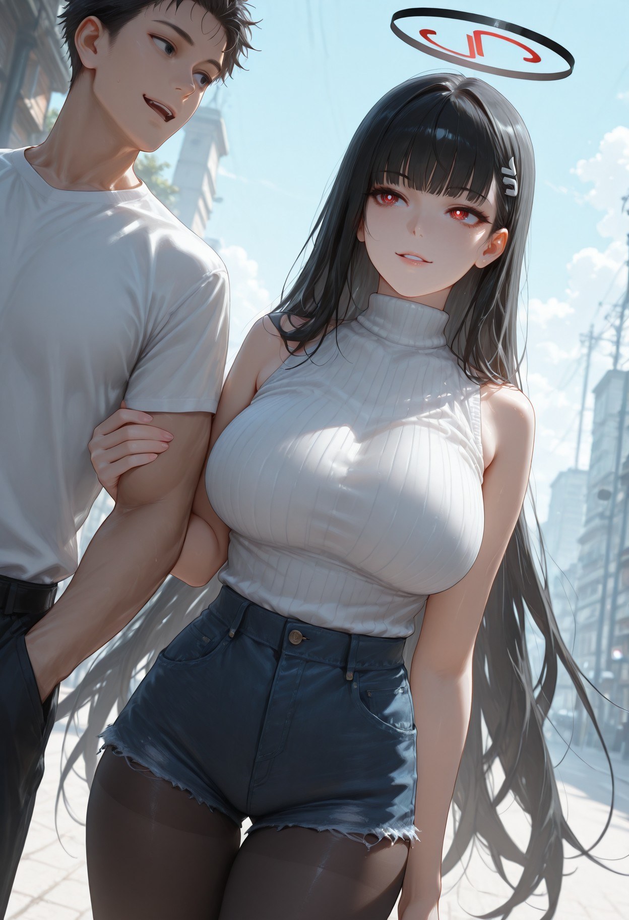 AI Generated Anime Girl - 碧蓝档案 调月莉音 NTR：黒ストッキング タイトスーツ 濡れ透け 露出 293P