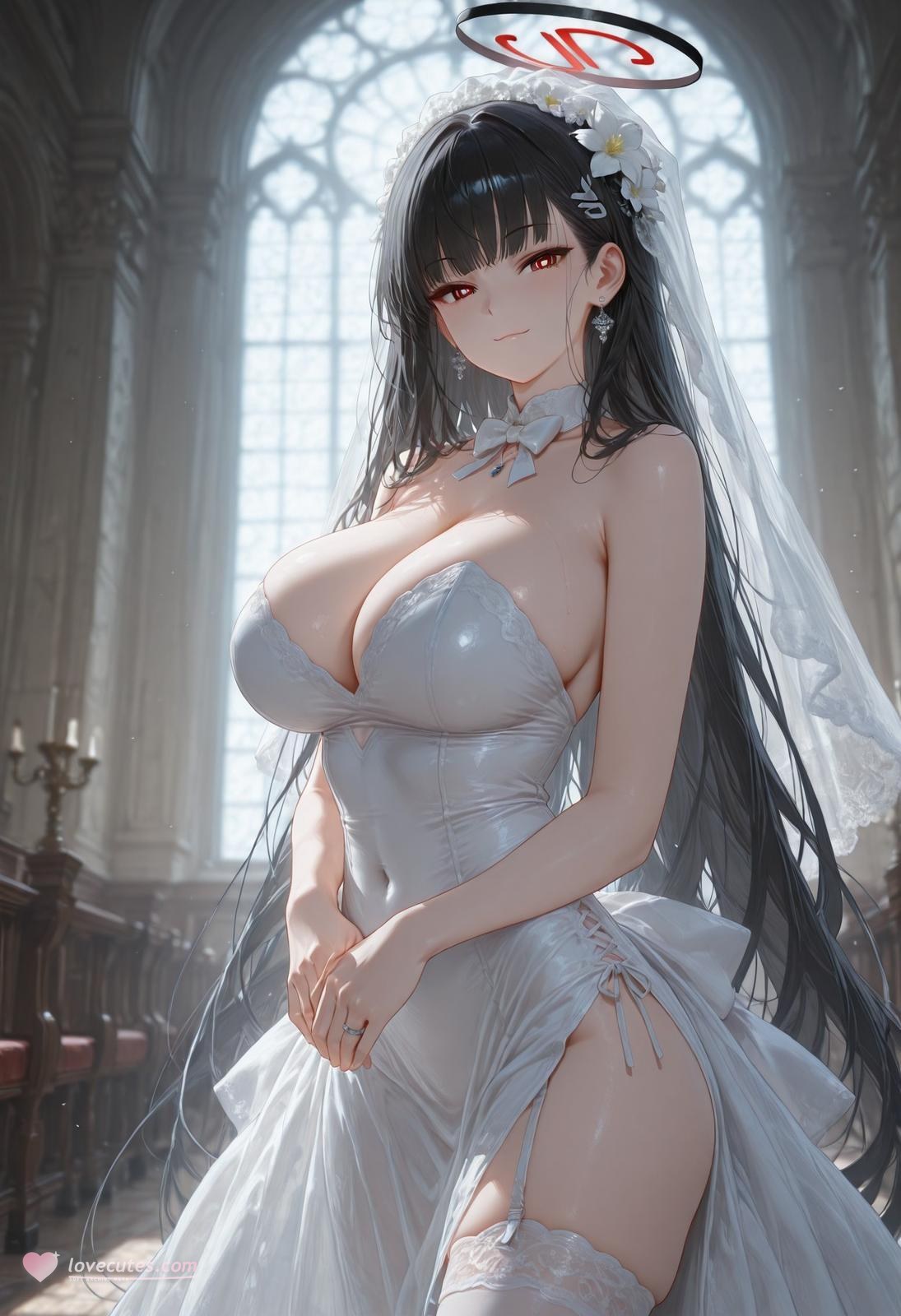 AI Generated Anime Girl - 碧蓝档案 調月莉音 Vol.3：黒ストッキング レース下着 タイト衣装 濡れ 露出 163P