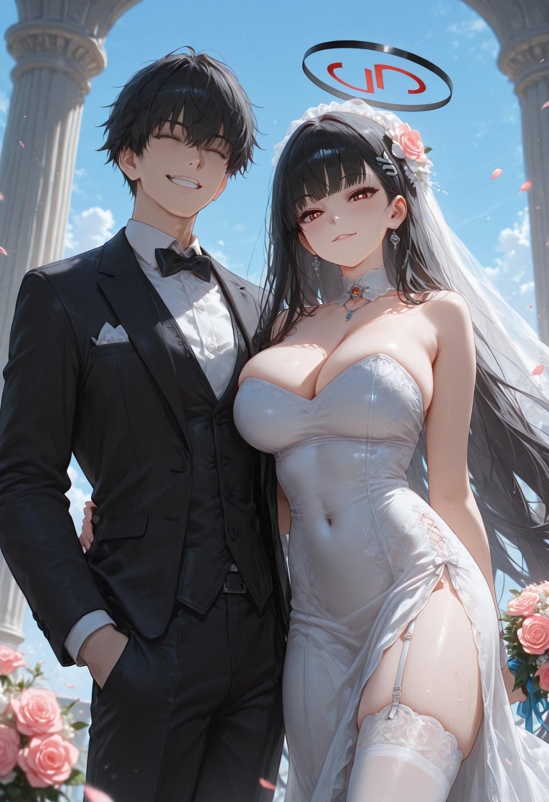 AI Generated Anime Girl - 碧蓝档案 調月莉音 Vol.3：黒ストッキング レース下着 タイト衣装 濡れ 露出 163P
