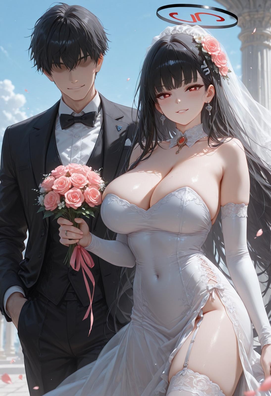 AI Generated Anime Girl - 碧蓝档案 調月莉音 Vol.3：黒ストッキング レース下着 タイト衣装 濡れ 露出 163P