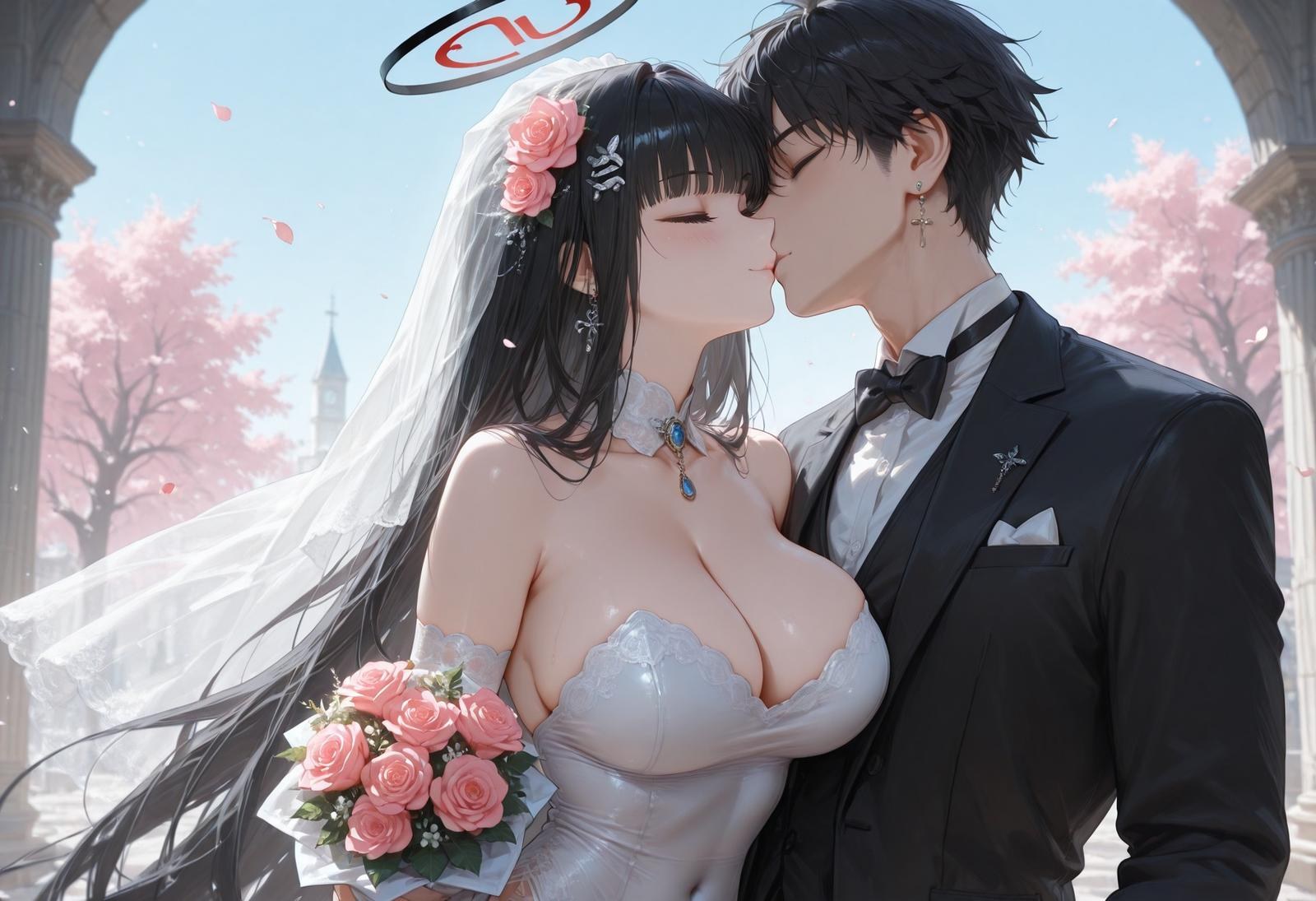 AI Generated Anime Girl - 碧蓝档案 調月莉音 Vol.3：黒ストッキング レース下着 タイト衣装 濡れ 露出 163P