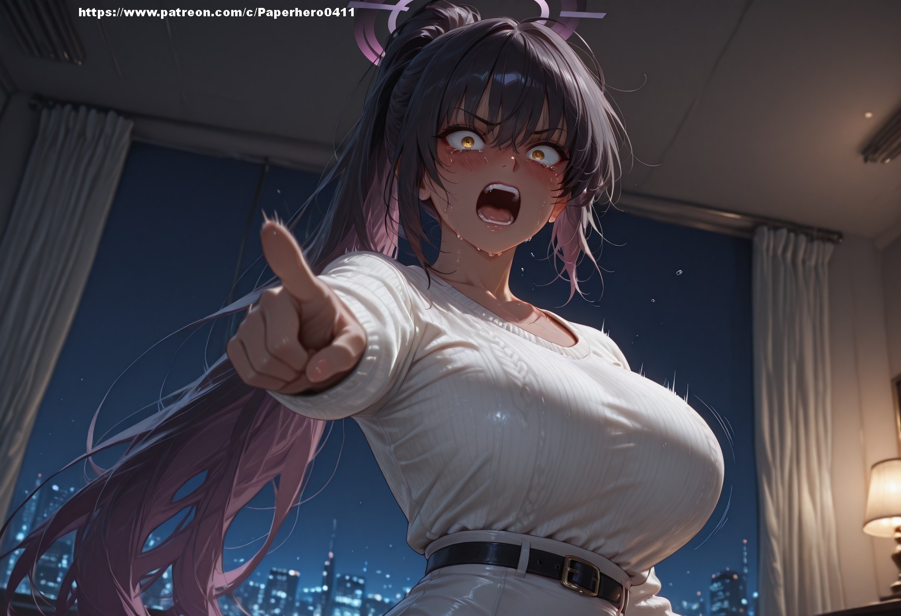 AI Generated Anime Girl - 碧蓝档案 一之濑明日奈、角楯花凛 NTR：黑丝紧身衣湿身露穴 147P