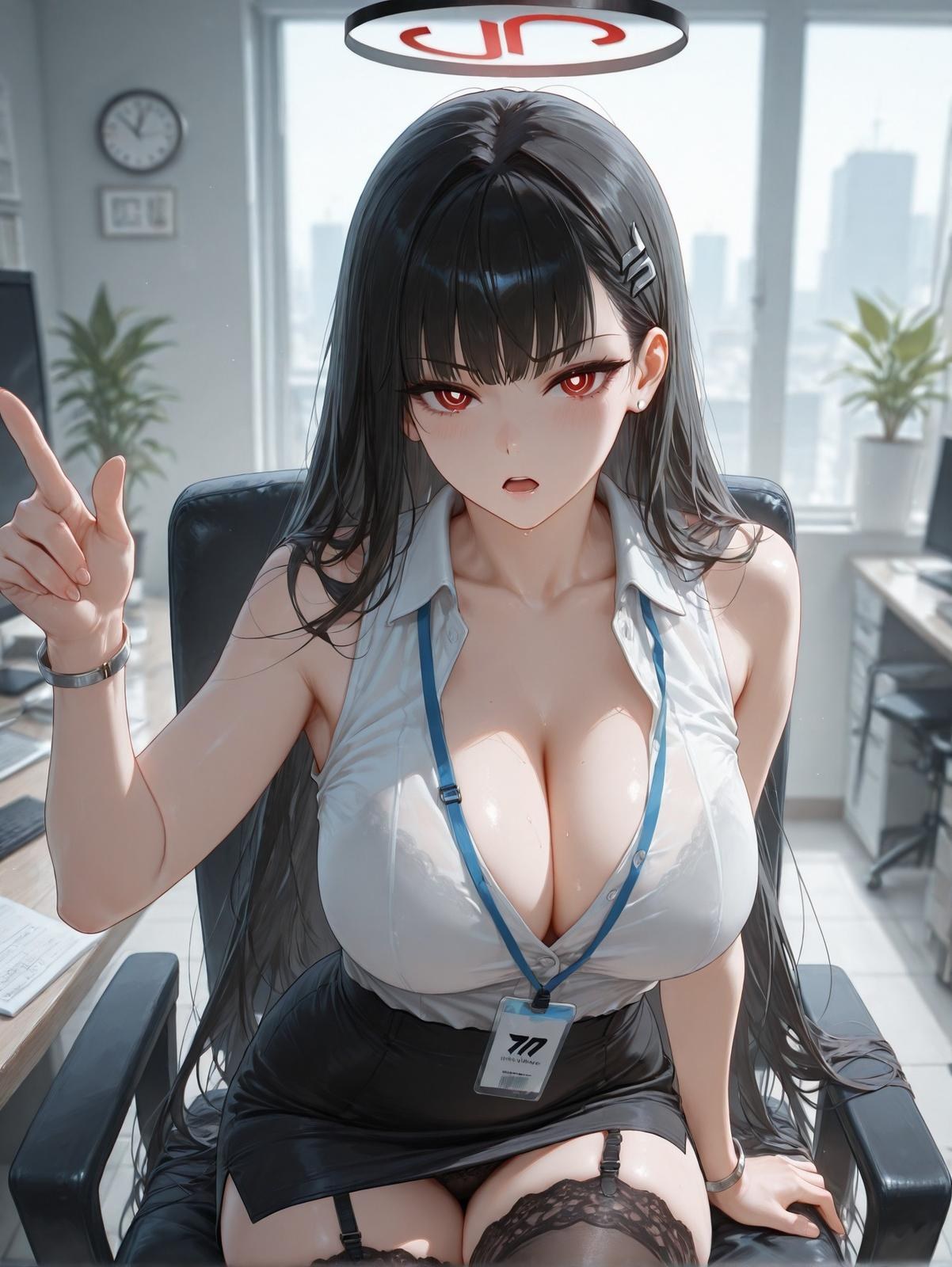 AI Generated Anime Girl - 碧蓝档案 一之濑明日奈 Vol.2：黑丝蕾丝内衣白丝紧身衣露穴 95P