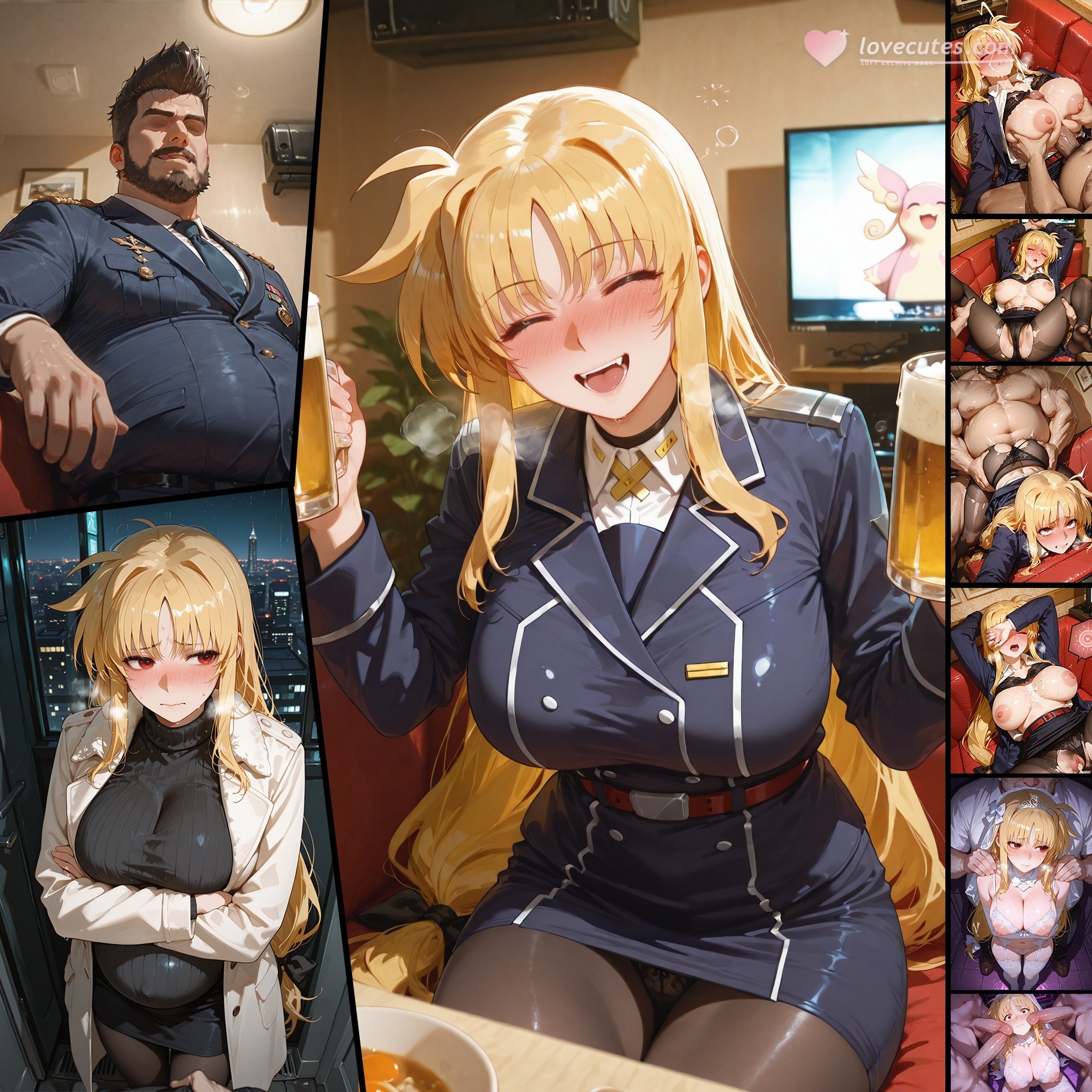 AI Generated Anime Girl - Magical Girl Lyrical Nanoha Fate Testarossa Black Stockings Lingerie Gallery 357P