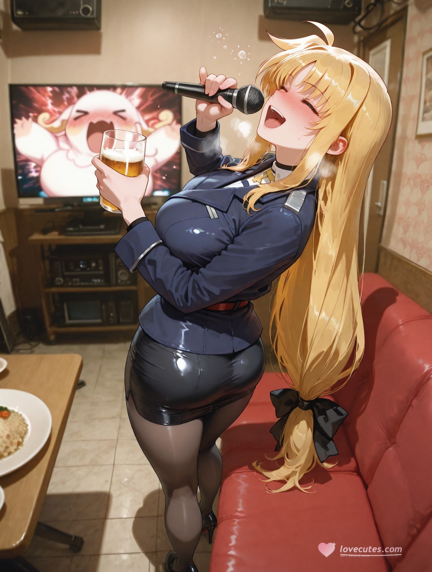 AI Generated Anime Girl - Magical Girl Lyrical Nanoha Fate Testarossa Black Stockings Lingerie Gallery 357P
