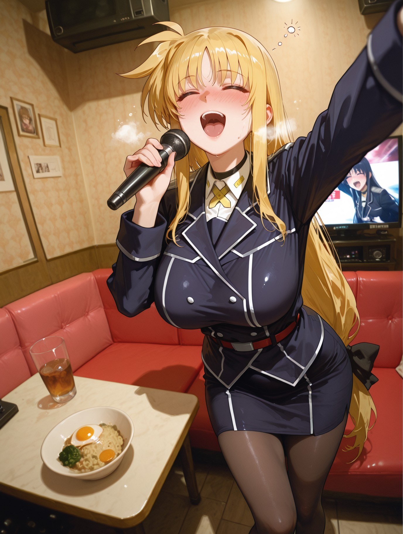 AI Generated Anime Girl - Magical Girl Lyrical Nanoha Fate Testarossa Black Stockings Lingerie Gallery 357P