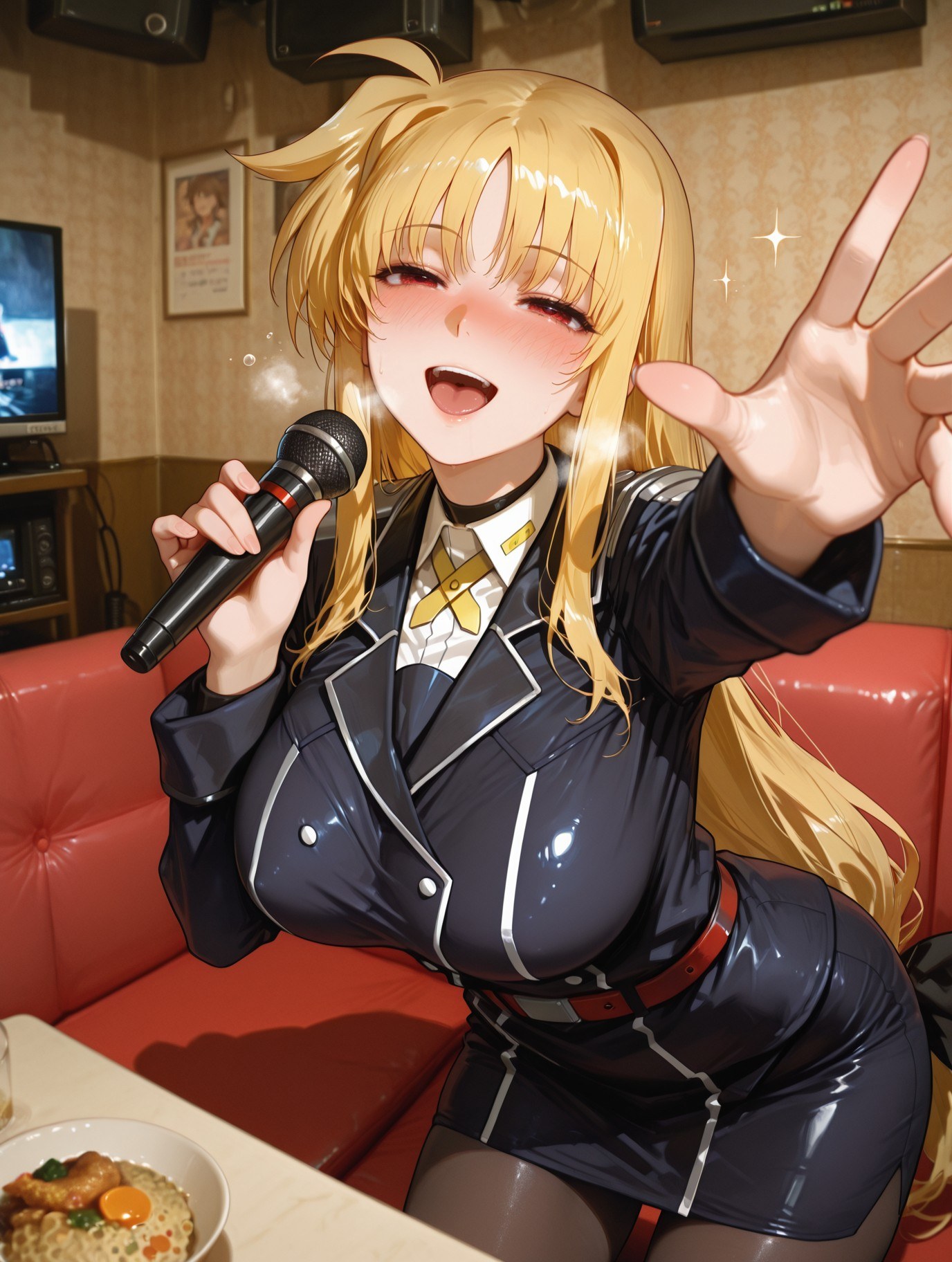 AI Generated Anime Girl - Magical Girl Lyrical Nanoha Fate Testarossa Black Stockings Lingerie Gallery 357P