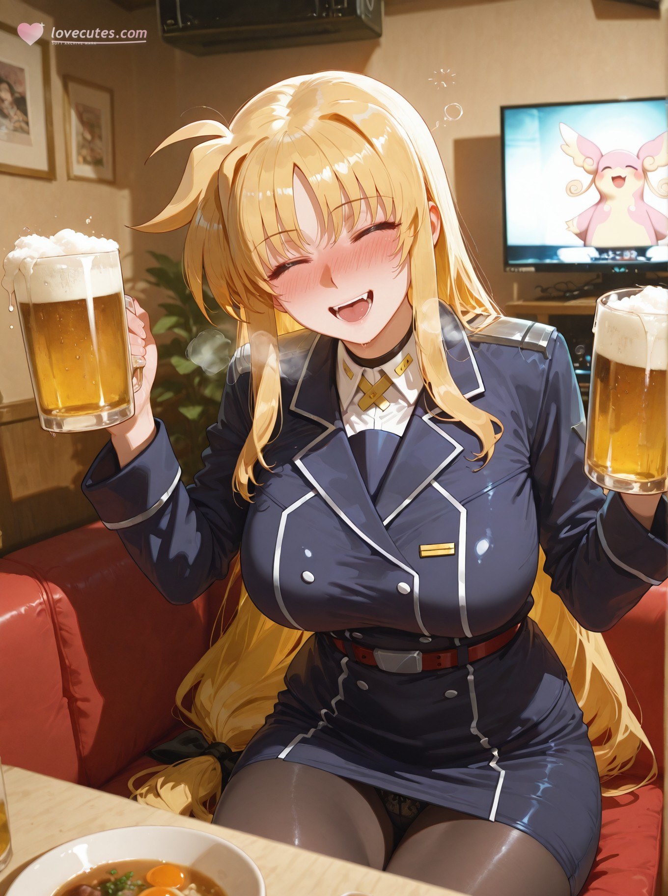 AI Generated Anime Girl - Magical Girl Lyrical Nanoha Fate Testarossa Black Stockings Lingerie Gallery 357P
