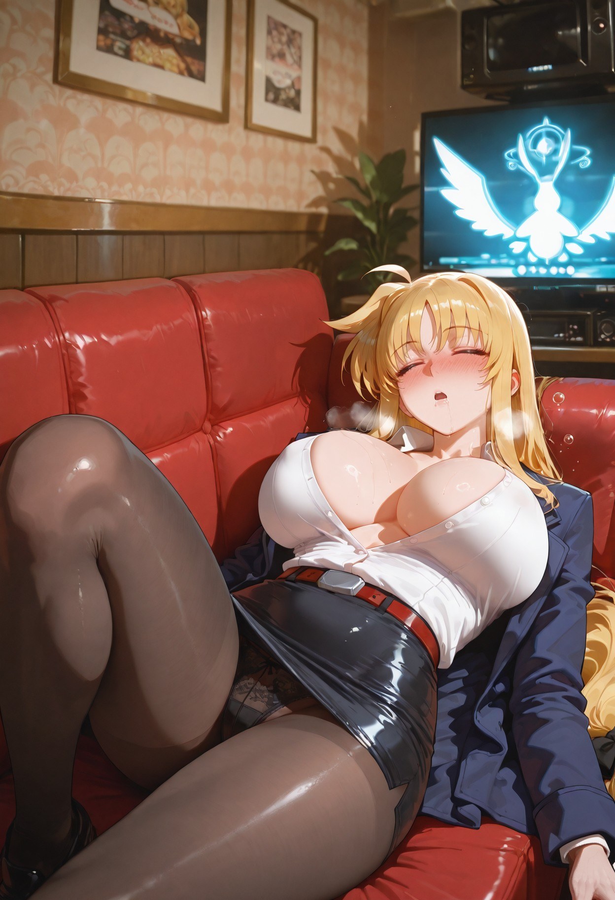AI Generated Anime Girl - 魔法少女奈叶 菲特·泰斯特罗莎：黑丝蕾丝内衣紧身衣角色图集 357P