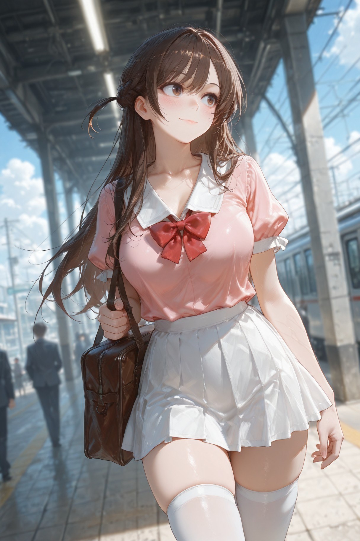 AI Generated Anime Girl - Chizuru Mizuhara tất trắng nội y học sinh 501P