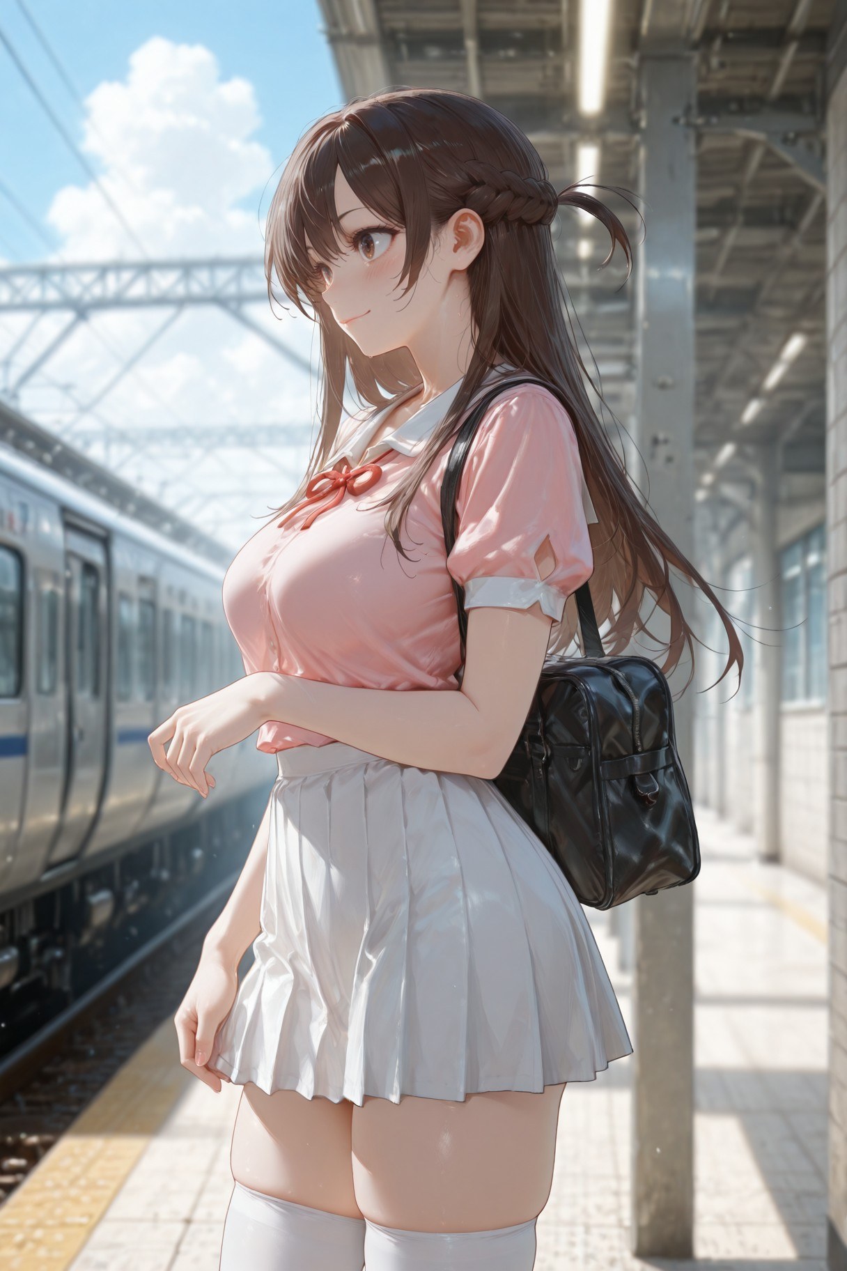 AI Generated Anime Girl - Chizuru Mizuhara tất trắng nội y học sinh 501P