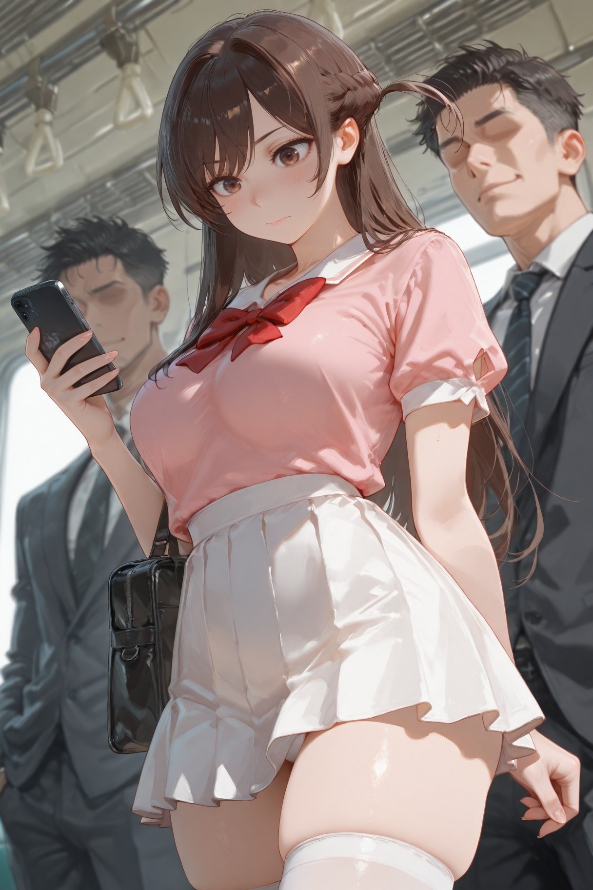 AI Generated Anime Girl - 租借女友 水原千鹤：白丝蕾丝内衣紧身衣学生装湿身图集 501P