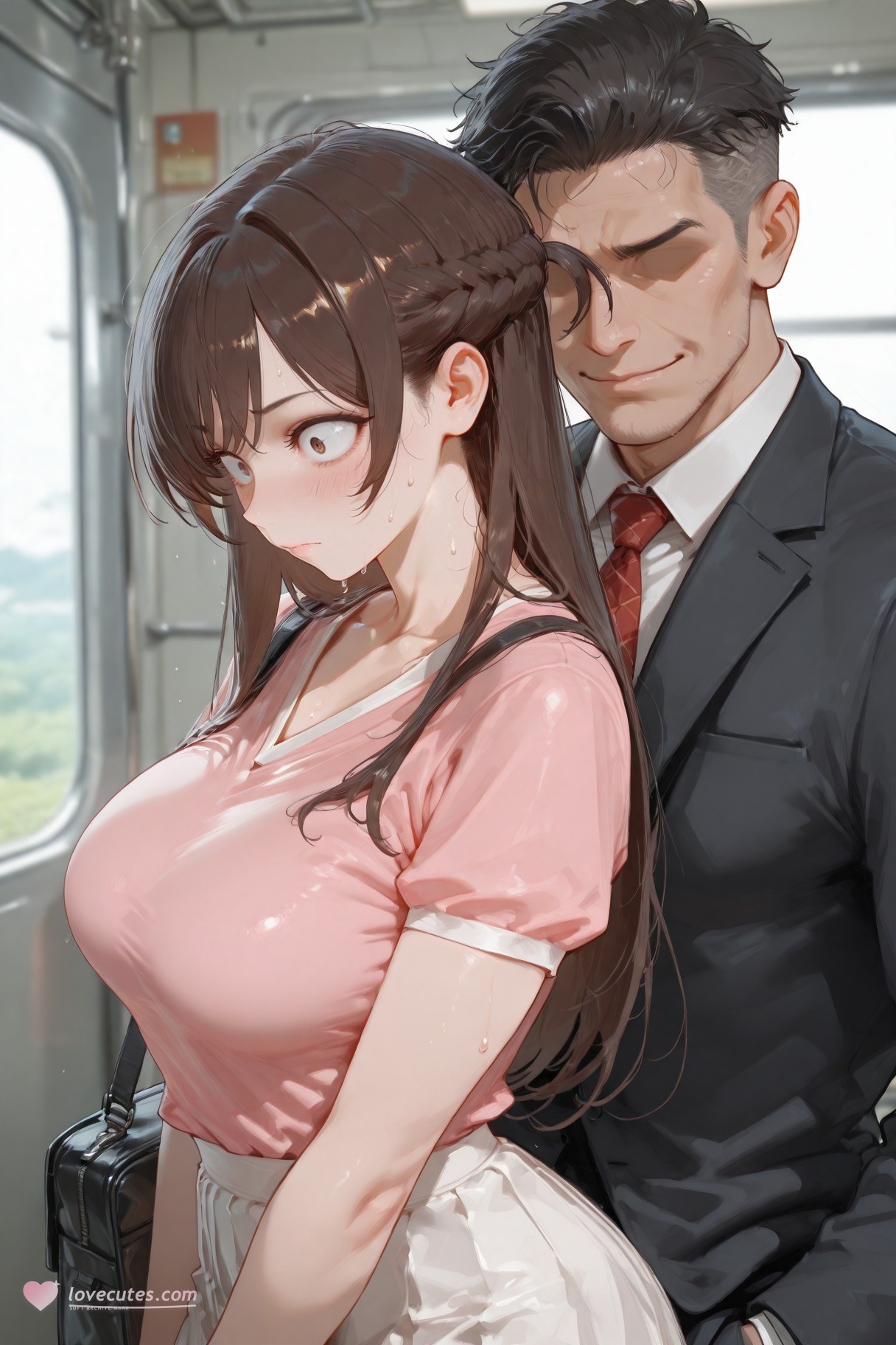 AI Generated Anime Girl - 租借女友 水原千鹤：白丝蕾丝内衣紧身衣学生装湿身图集 501P