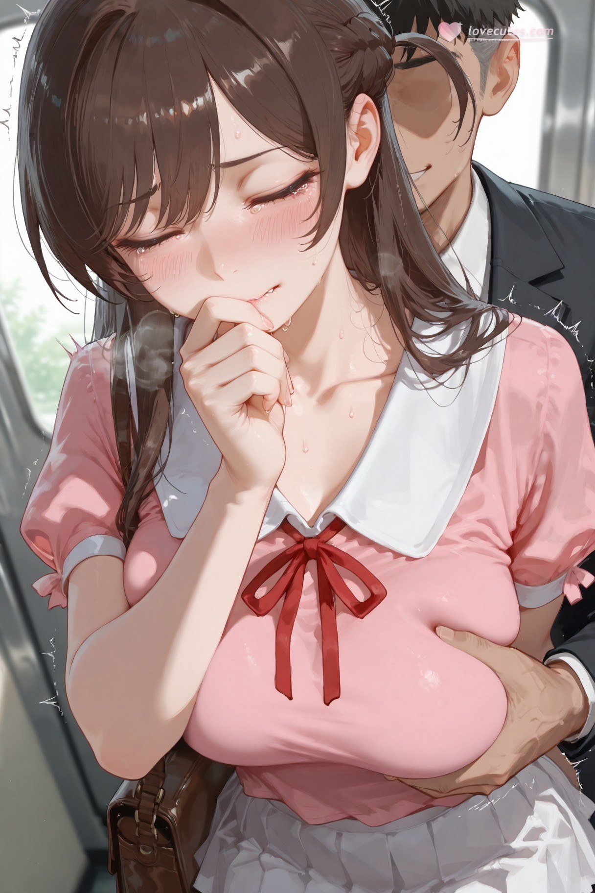AI Generated Anime Girl - 租借女友 水原千鹤：白丝蕾丝内衣紧身衣学生装湿身图集 501P