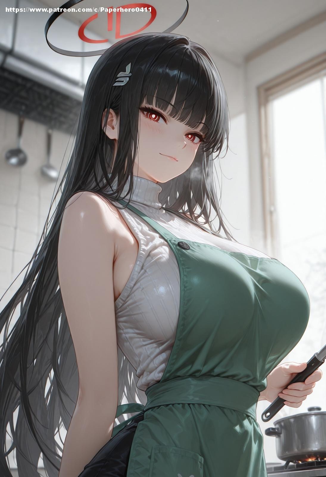 AI Porn - 碧蓝档案 调月莉音：黑丝蕾丝内衣浴室湿身 AI 裸图图库 237P