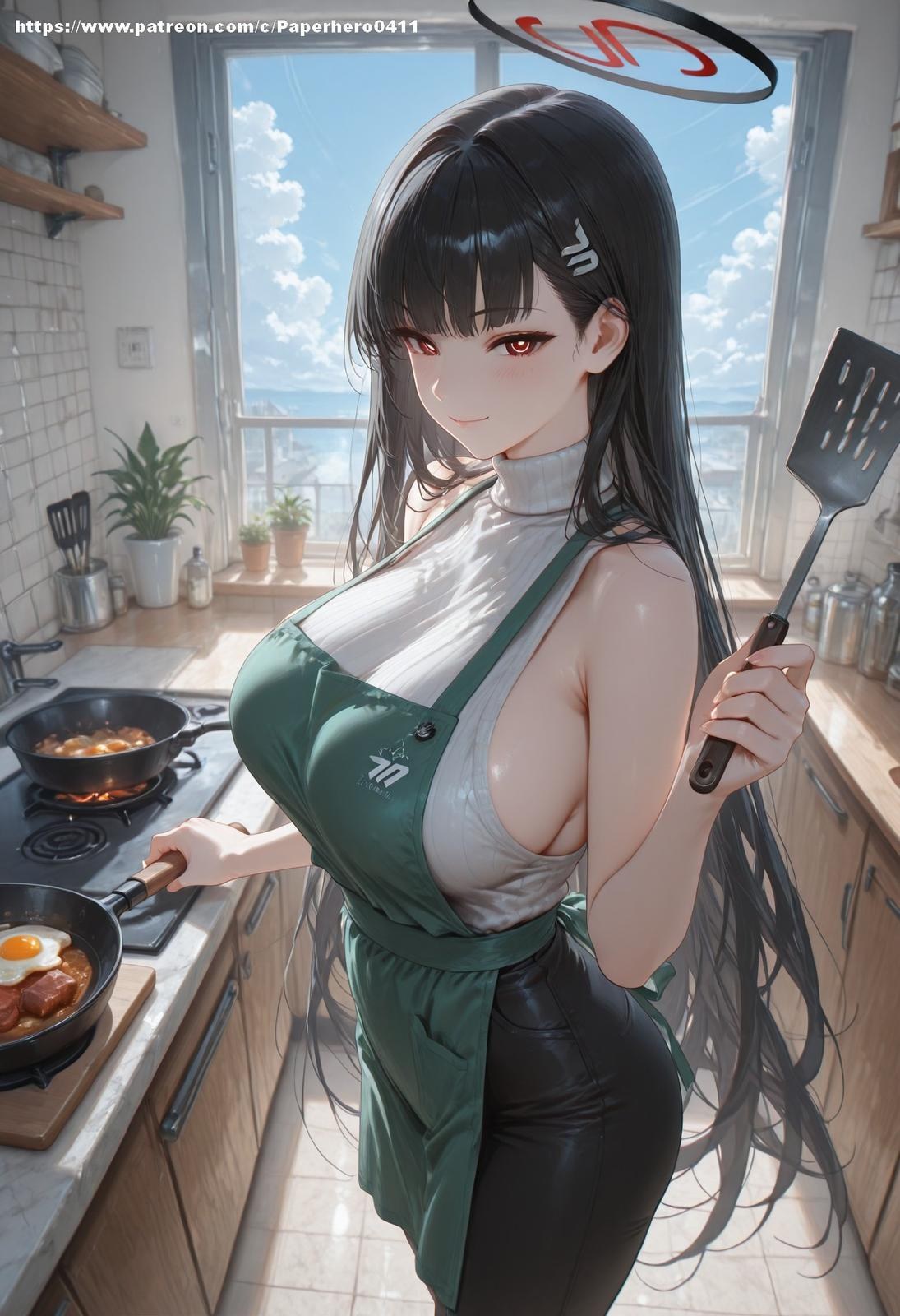 AI Porn - 碧蓝档案 调月莉音：黑丝蕾丝内衣浴室湿身 AI 裸图图库 237P