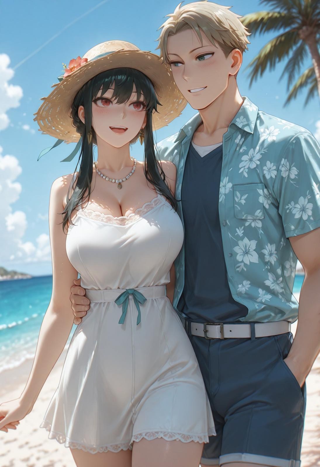 AI Porn - 间谍过家家 约尔·福杰：海滩泳装比基尼湿身 AI 裸图图库 399P