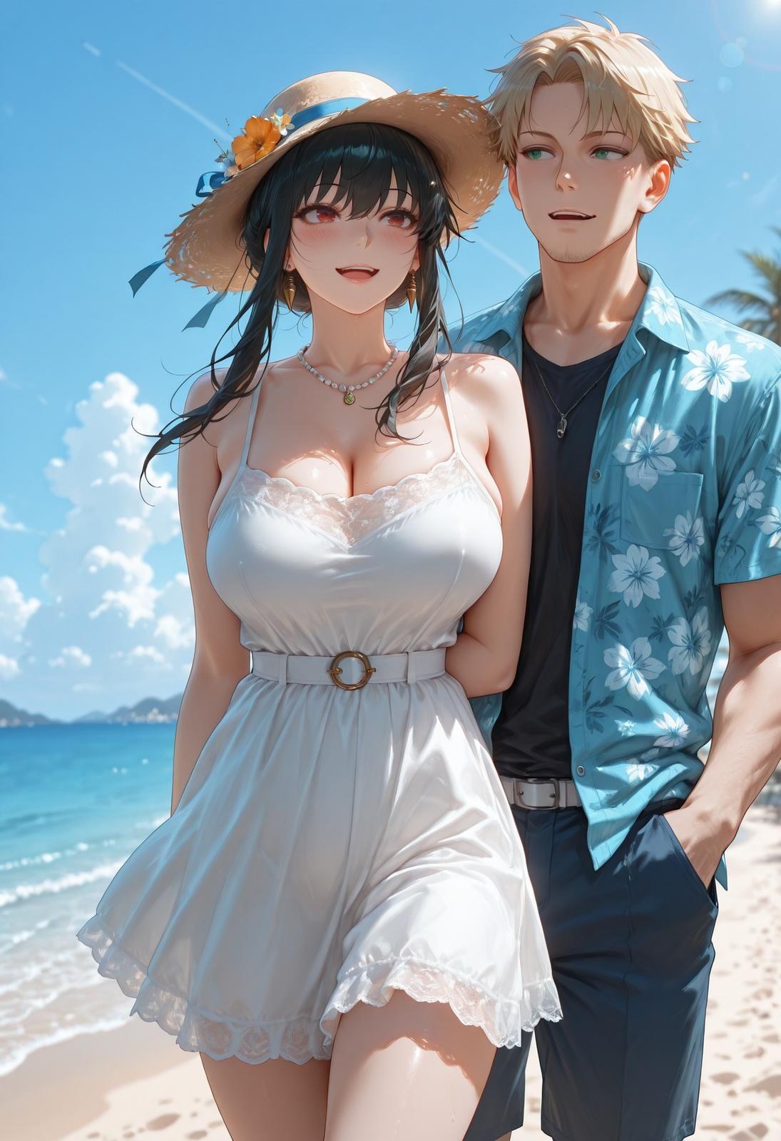 AI Porn - 间谍过家家 约尔·福杰：海滩泳装比基尼湿身 AI 裸图图库 399P