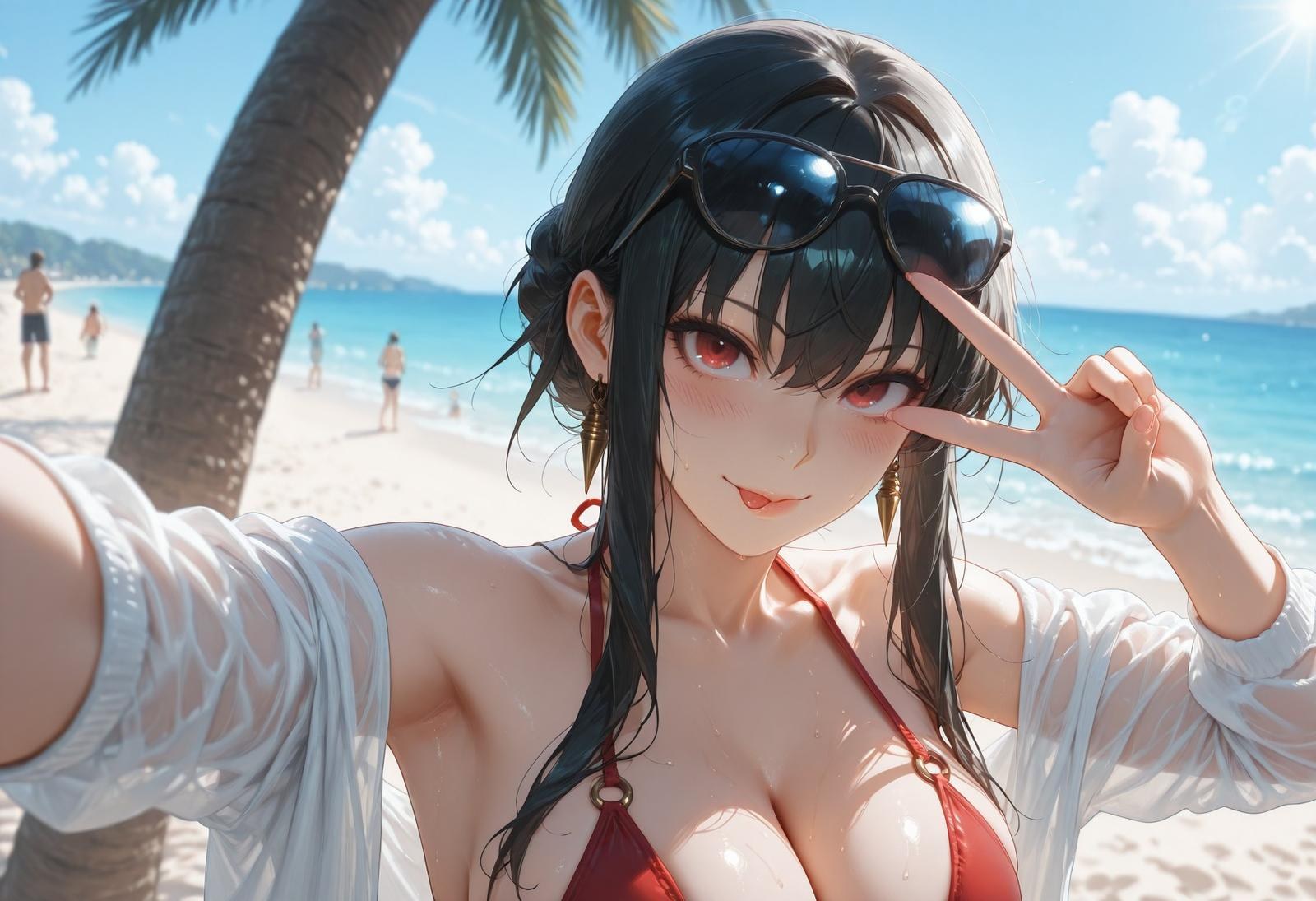AI Porn - 间谍过家家 约尔·福杰：海滩泳装比基尼湿身 AI 裸图图库 399P
